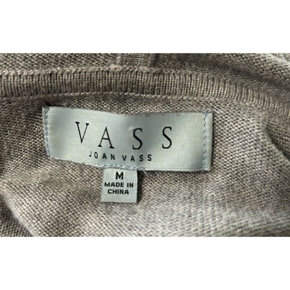 Joan Vass Womens Cashmere Rayon Blend Sweater Gray Hooded Pullover Rib Sz M - Picture 7 of 8